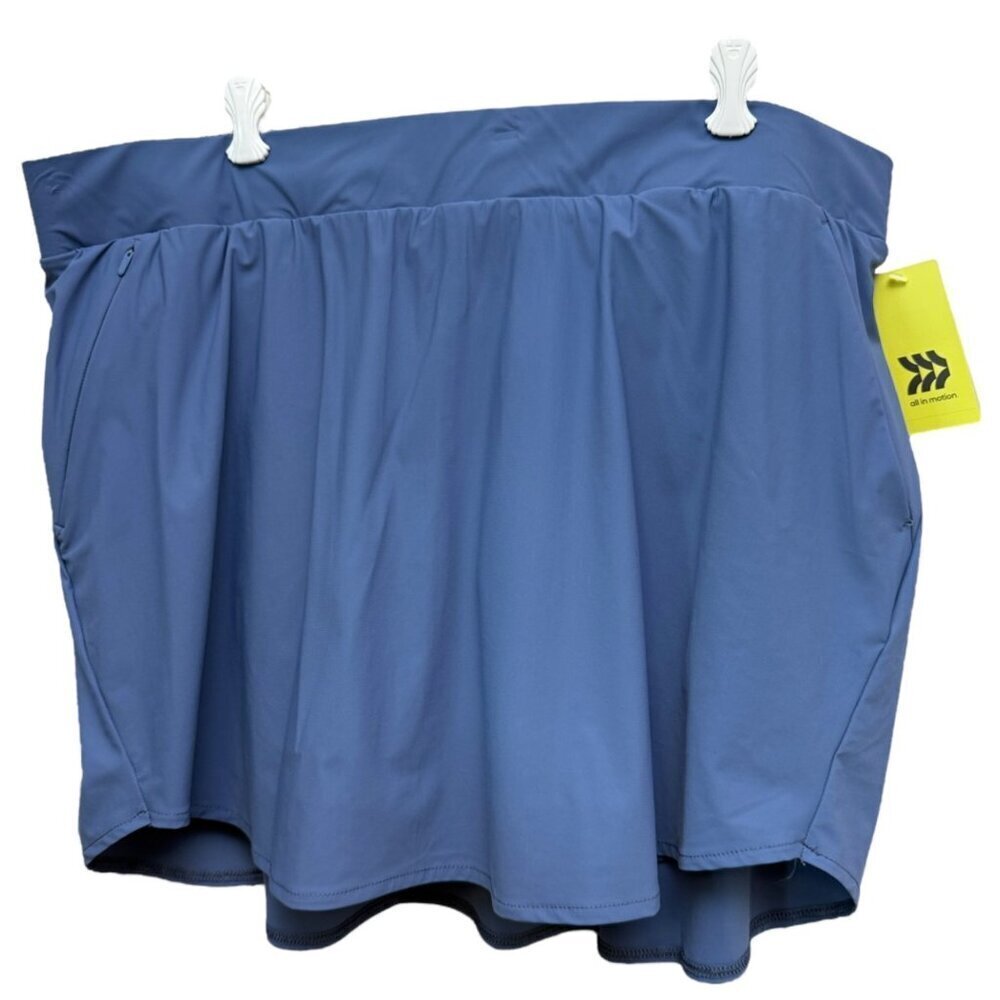 All in Motion Skort Size XXL Blue Stretch Active Skirt Zip Pocket Tennis NWT